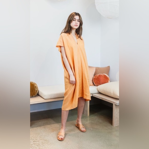 Miranda Bennett Studio plant dyed Everyday dress in Linen, NWOT - Picture 1 of 4